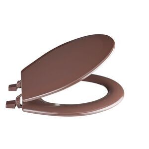 Standard Wood Soft Adjustable Hinges Toilet Seat with Close Lid, Chocolate
